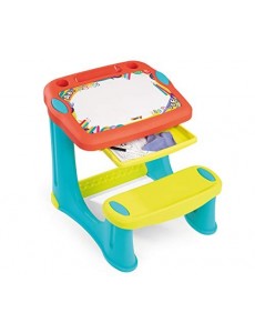 Smoby - Pupitre Magique - Bureau pour Enfant - Feutre Effaçable - 3 Rangements + Tiroir à Glissières - 12 Accessoires Inclus