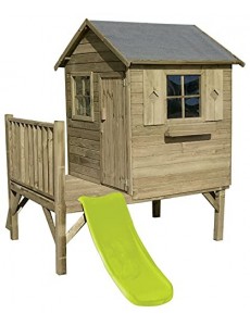 Maisonnette en Bois Alix avec Toboggan Vert