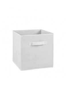 Compo Boîte de Rangement Tiroir avec Poignée en Tissu Blanc 27 x 27 x 28 cm