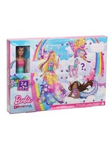 Barbie Calendrier de l'Avent Dreamtopia fourni avec poupée blonde en maillot de bain dégradé et 24 accessoires surprises, jou