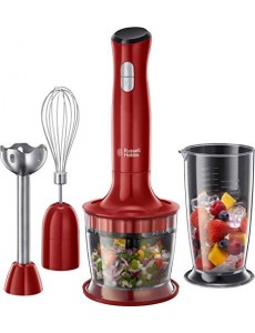 Russell Hobbs Mixeur Plongeant Multifonction 3en1 500ml, Mélange, Hache, Fouette, Mixe, Compatible Lave Vaisselle - Rouge 247