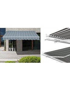 Store 4 X 3 M manuel sans coffre rayé gris et blanc