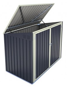 Cache poubelle double en métal gris anthracite