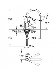 Grohe Mitigeur Monocommande Evier Bec C Bauloop 31368001 (Import Allemagne) Chromé