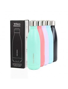 YOKO DESIGN 1825 Bouteille Isotherme, INOX, Pastel Menthe Mat, 6 cm