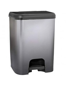 Poubelle de cuisine à pédale 30L SEATTLE en plastique aspect métal Noir