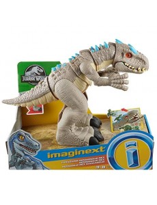 Imaginext Jurassic World figurine dinosaure Indominus Rex et une mini-figurine vélociraptor, jouet pour enfant de 3 à 8 ans,