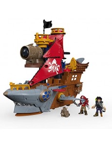 Imaginext le Bateau Pirate-Requin, 2 figurines de pirates, 4 projectiles et accessoires inclus, jouet pour enfant de 3 à 8 an