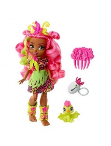 Cave Club poupée préhistorique articulée Fernessa aux cheveux roses avec figurine bébé dinosaure Ptilly et accessoires, jouet