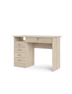 Bureau - REHAUSSE Bureau Student Bureau 5 tiroirs - Decor Chene - L 109,3 x P 48,5 x H 75,6 cm