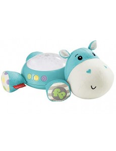 Fisher-Price Hippo Douce Nuit Peluche Veilleuse Bébé, avec Projection de Lumière Étoilée, Musique et Sons, dès la Naissance,