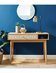 BAÏTA Leika Console, Chêne et Blanc, 100cm