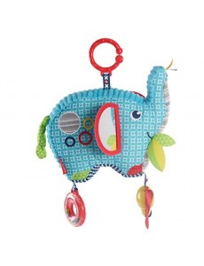Fisher-Price Mon Éléphant d'Activité Peluche d'Éveil Bébé Pleine de Surprises, Accrochable Partout et Hochets Inclus, dès la