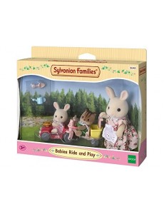 Sylvanian Families - Le Village - Le Tricycle et Mini Voiture Bébés - 5040 - Figrunies Prêt à Jouer - Mini Poupées
