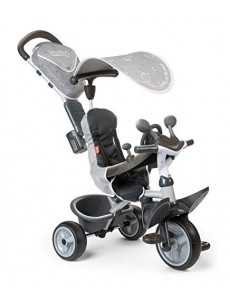 Smoby - Tricycle Baby Driver Confort Gris - Vélo Evolutif Enfant Dès 10 Mois - Roues Silencieuses - Housse Rembourrée - Jeux