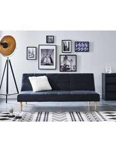 Générique Banquette clic clac 3 Places - Simili Noir - Style Vintage - L 178 x P 89 cm