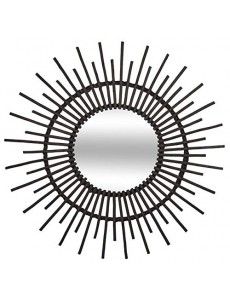 UNIVERS-DECOR Miroir déco rotin Noir diamètre 76 cm Atmosphera