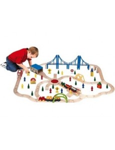 WDK PARTNER - A0905608 - Jeux de construction - Circuit train bois 100 pièces