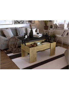Swing Table Basse Plateau relevable Style Contemporain chêne et  noir - L 100 x l 50 cm