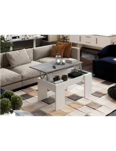 Swing Table Basse Plateau relevable Style Contemporain gris et blanc - L 100 x l 50 cm
