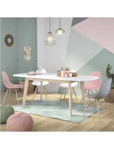 NAISS Table à manger extensible - 6-8 personnes + Plateau blanc - L 160/200 cm