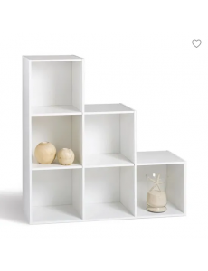 Alsapan Compo Meuble de Rangement 6 Casiers en Escalier Bibliothèque Etagères Cubes blanc 93 x 30 x 94 cm