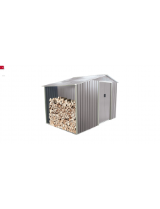 TRIGANO Abri de jardin métal avec bûcher 6 m²   + kit d'ancrage