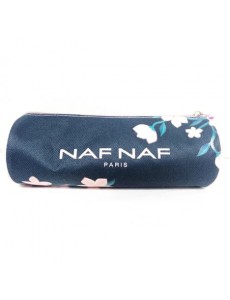 NAF NAF Trousse ronde bleue motif fleurs roses