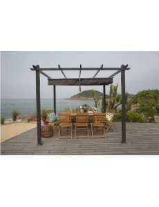 Pergola en aluminium 3x3 m   - toile Gris