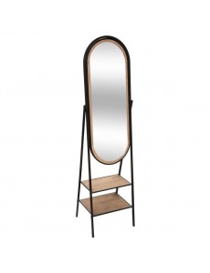 Miroir sur pied  noir, métal & bois 160x44 cm