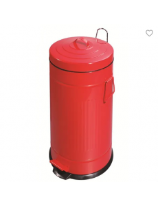 Poubelle de cuisine à pédale 30L Vintage BROOKLYN rouge en acier   avec seau