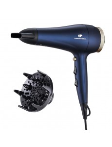 CONTINENTAL EDISON Sèche-Cheveux avec diffuseur - SC2400DIF - 2400W - Fonction Ionique - 3 Températures / 2 Vitesses - Bleu & Or