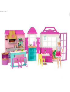 Barbie Coffret restaurant de Barbie avec 1 poupée, + de 30 accessoires