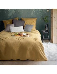 Parure de lit en coton lavé tufté, jaune moutarde 240x220 cm