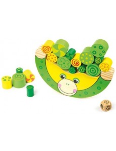 Small Foot- Grenouille d'équilibre en Bois Naturel FSC 100% Jouet de motricité, dés Inclus, pour Enfants à partir de 3 Ans. J