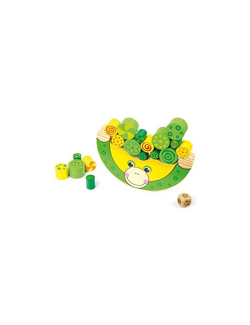 Small Foot- Grenouille d'équilibre en Bois Naturel FSC 100% Jouet de motricité, dés Inclus, pour Enfants à partir de 3 Ans. J