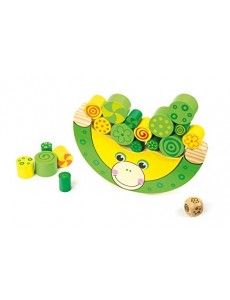 Small Foot- Grenouille d'équilibre en Bois Naturel FSC 100% Jouet de motricité, dés Inclus, pour Enfants à partir de 3 Ans. J