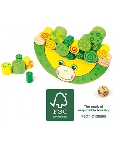 Small Foot- Grenouille d'équilibre en Bois Naturel FSC 100% Jouet de motricité, dés Inclus, pour Enfants à partir de 3 Ans. J