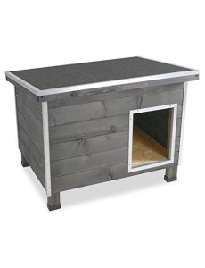 Jardin Niche en Bois pour Chien Toit Plat L Gris