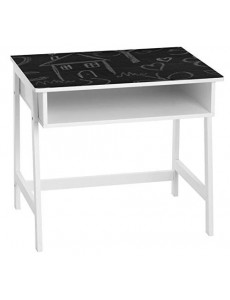 PEGANE Bureau Ardoise Noir et Blanc - L.58 x l.46 x H.52 cm