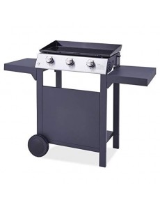 Plancha gaz 3 Feux sur Chariot - Acier émaillée - 60 x 35 cm