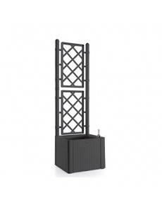 STEFANPLAST Bac a Fleurs carré Natural Deluxe avec Treillis - 43 x 43 x 142 H - 35 + 2 L dans la réserve - Anthracite