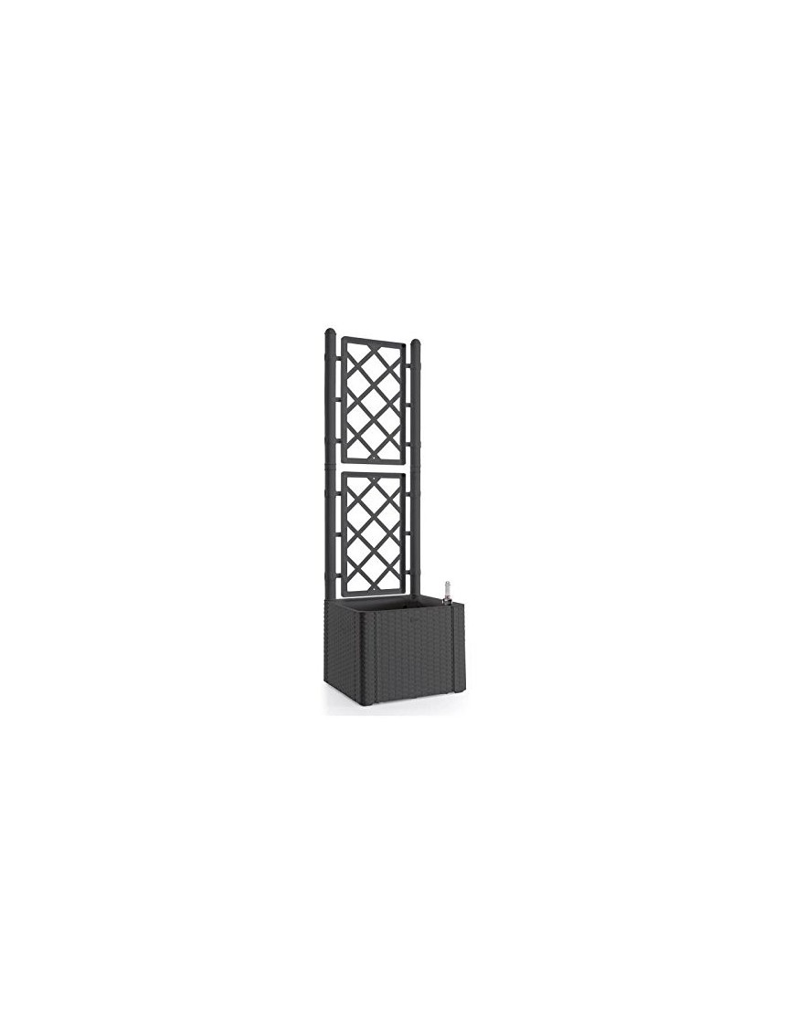 STEFANPLAST Bac a Fleurs carré Natural Deluxe avec Treillis - 43 x 43 x 142 H - 35 + 2 L dans la réserve - Anthracite