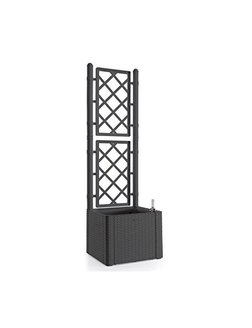 STEFANPLAST Bac a Fleurs carré Natural Deluxe avec Treillis - 43 x 43 x 142 H - 35 + 2 L dans la réserve - Anthracite STEFANPLAST Bac a Fleurs carré Natural Deluxe avec Treillis - 43 x 43 x 142 H - 35 + 2 L dans la réserve - Anthracite