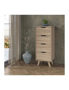 Générique VANKKA Chiffonnier 4 tiroirs - Décor chêne Sonoma - L 44 x P 42 x H 108 cm