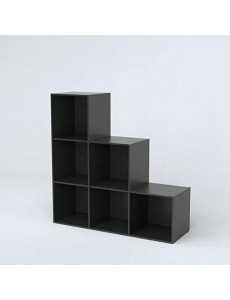Meuble Etagere Compo Meuble en escalier Contemporain Noir Mat - L 93 cm