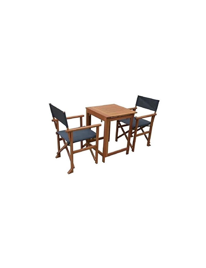 Ensemble de table + 2 fauteuils en eucalyptus fsc et textilene