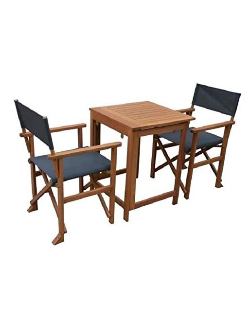 Ensemble de table + 2 fauteuils en eucalyptus fsc et textilene