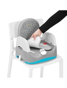 Badabulle Home&Go Grey Réhausseur de Chaise Confort, Compact, Pliable, Evolutif avec Tablette Amovible