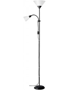 Brilliant AG 93008/76 Spari 4 Lampadaire avec Liseuse Aluminium/Plastique 60 W E27 Noir/Blanc